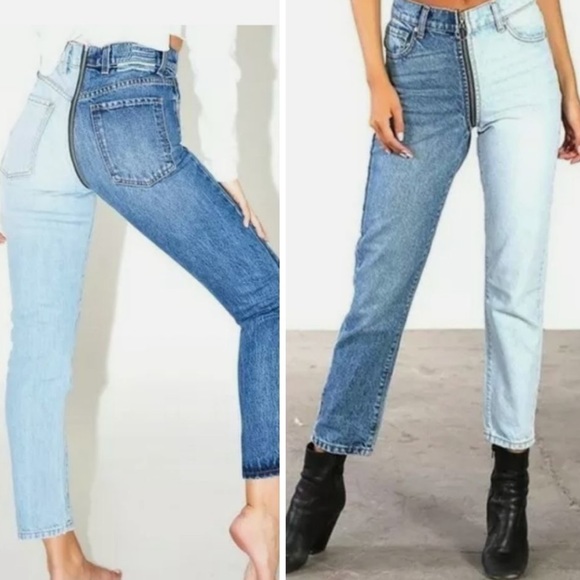 NWT Revice Ying Yang All Around Zipper High Rise Jeans Two Tone 32 - Picture 3 of 14